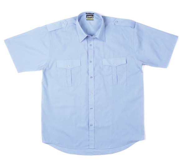 Blue Short Sleeve Epaulette Shirt (image for) Blue Short Sleeve Epaulette Shirt